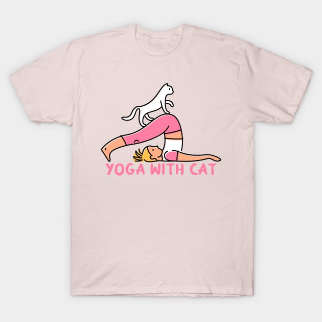 Cat yoga - Morning yoga with cat T-Shirt by ak3shay